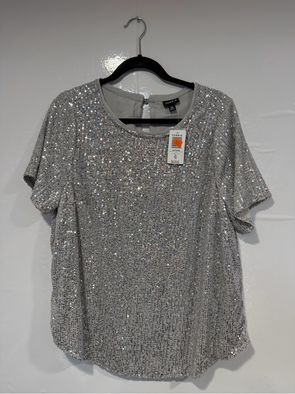Torrid Silver Sequin Short Sleeve Top NWT